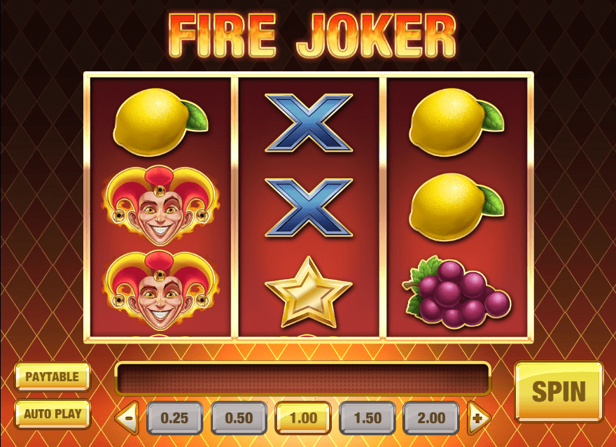 screenshot of the fire joker slot game interface