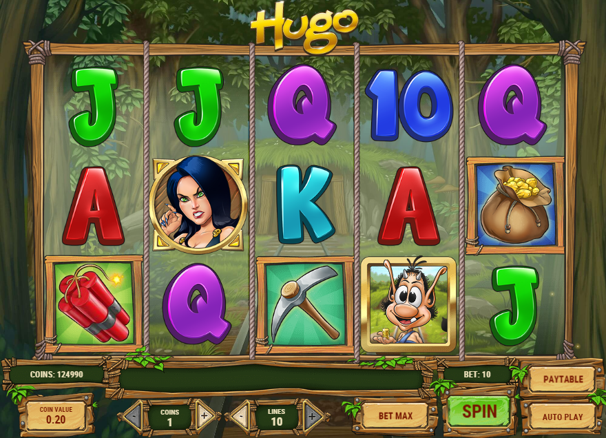 screenshot of the hugo slot game interface