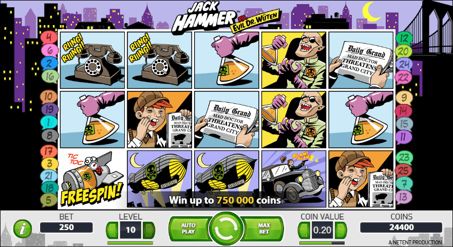 screenshot of the jack hammer slot game interface