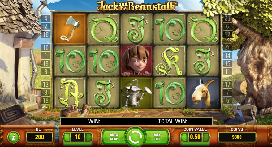screenshot of the jack and the beanstalk slot game interface