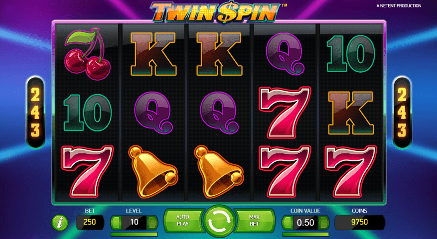screenshot of the twin spin slot game interface
