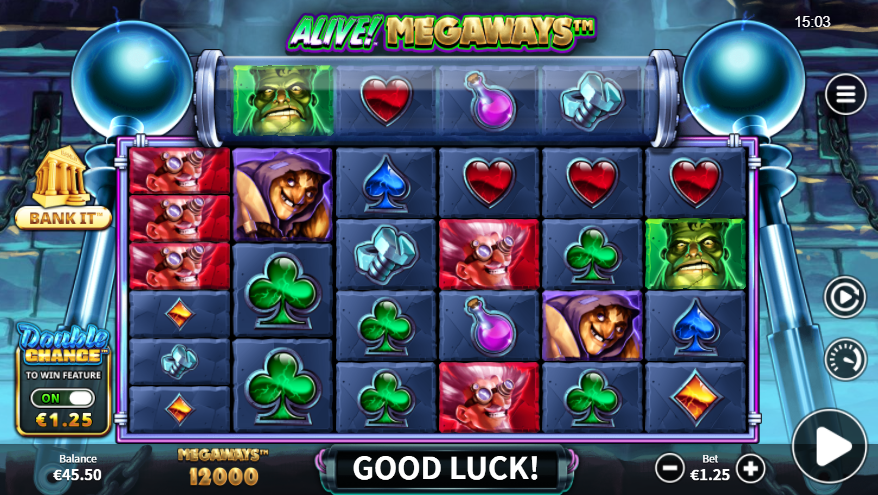 screenshot of Alive! Megaways slot game