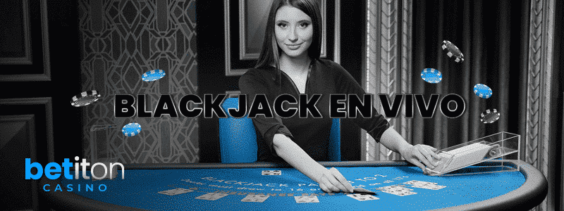 una mesa de blackjack en vivo con crupier femenino